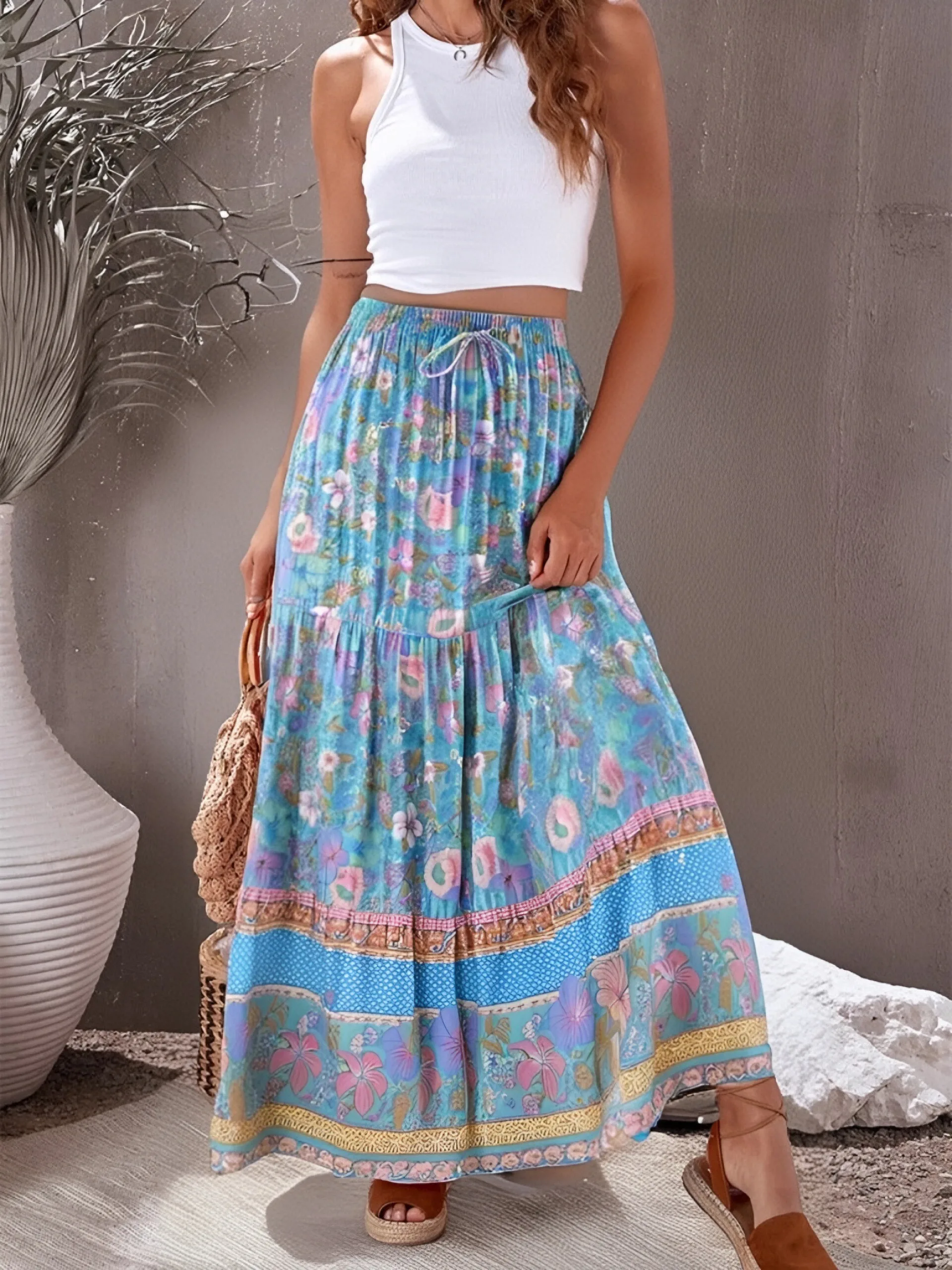 Женская винтажная юбка в стиле бохо