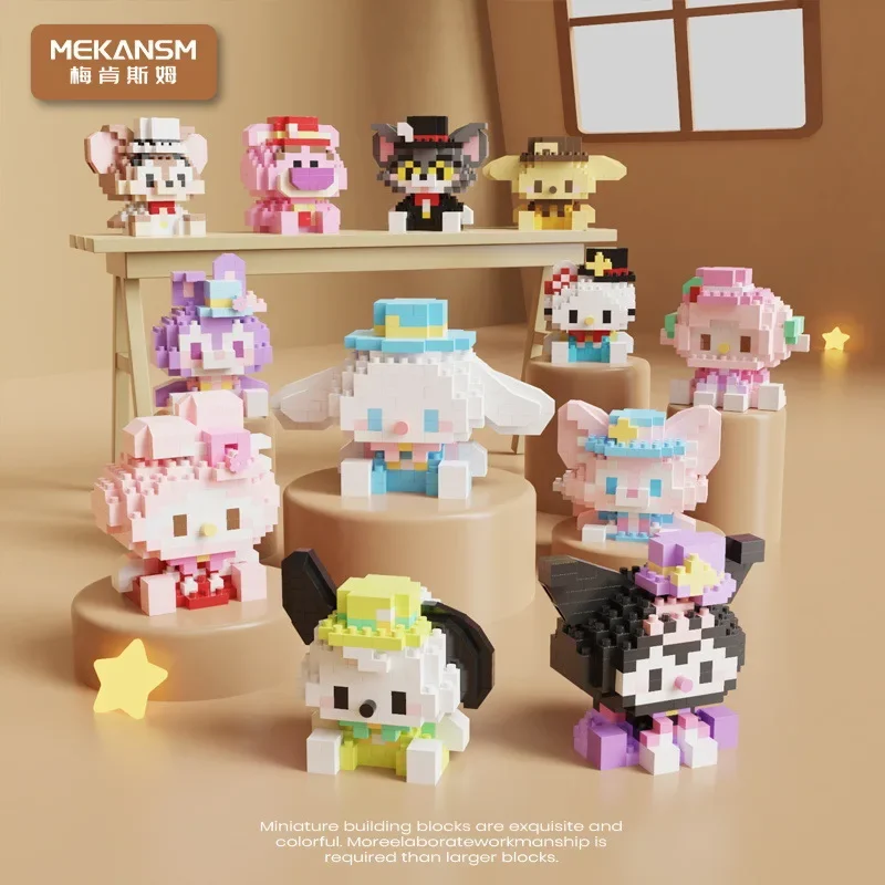 Kawaii Sanrio Panda микро строительные блоки Hello Kitty Losto DIY 3D модель MOC Pochacco мини-кирпичная