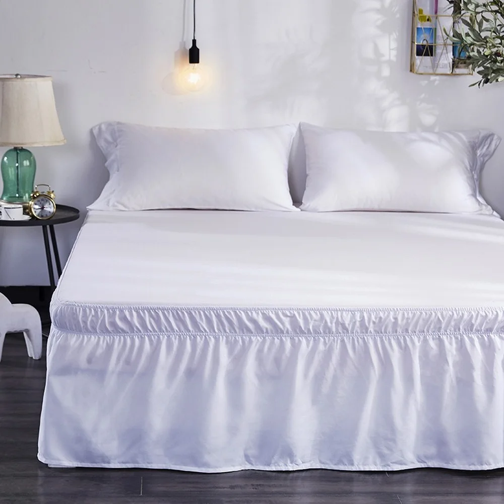 

Американская постельная юбка, двойное покрытие, юбки для кровати, простыни с вышивкой, однотонный комплект из полиэстера, покрывала, постел...