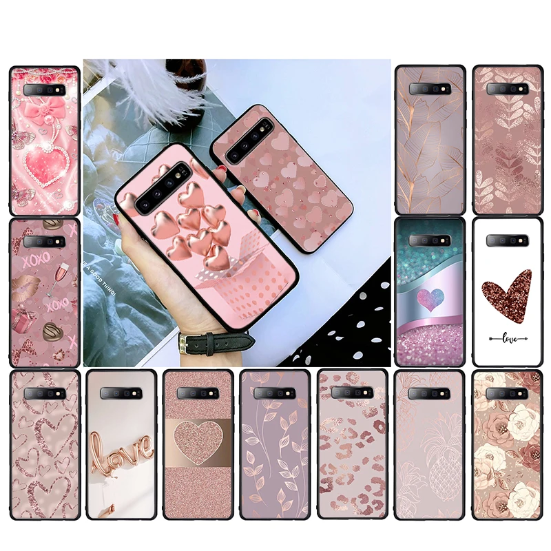 

Rose Gold Pink Heart Love diamond butterfly Phone Case for Samsung S30 S22 S20 Ultra S20 S22 Plus S11 S10 S9 Plus S21 Plus S10E