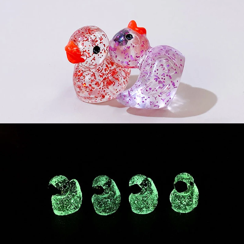 50Pcs Mixed Colors Luminous Mini Ducks Micro Landscape Figure Ornament DIY Glowing Statue Potted Garden Decoration