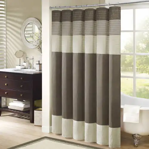 

Salem Beige, Off-White Stripes, Pieced Polyester Shower Curtain, 72.00" x 72" Liner Not Included