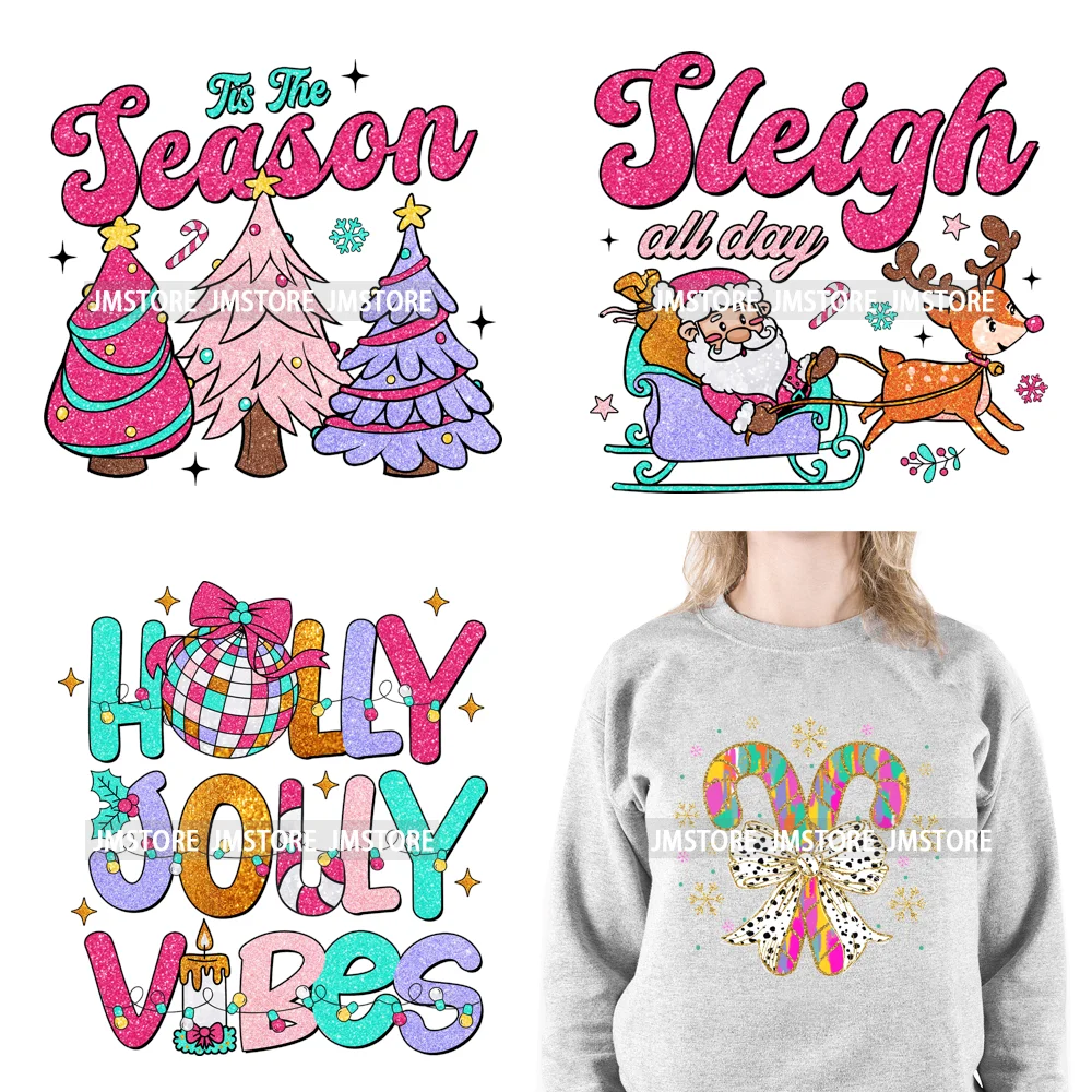 Красочные Холли Веселые Вибрации Искусственный Блеск Рождественские Сани