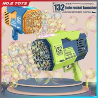 bubble gun rocket 132 holes soap bubbles machine gun shape automatic blower with light toys for kids children boys gifts outdoor