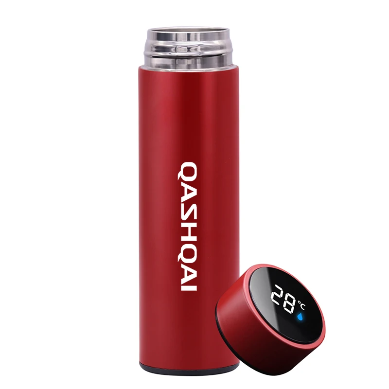 

500ml Digital Thermos Cup For Nissan Qashqai Intelligent Temperature Display Water Bottle Heat Preservation Vacuum Thermo Flask
