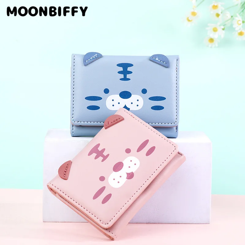 

Ladies Wallet Female Card Bag Ladies Clutch Bag Small Students Small Purse Wholesale PU Cute Cartoon Short Coin Purse