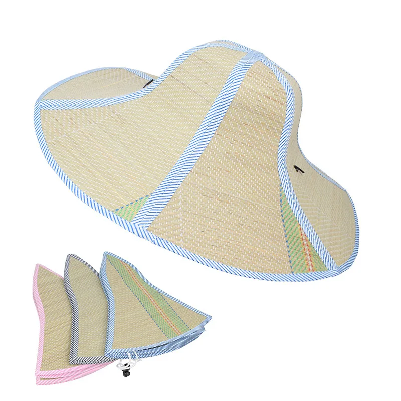 

Summer Foldable Straw Hat With Large Eaves And Fan Hat, Can Store Fishing Hat, Sun Shading And Sun Protection Hat For Men Women