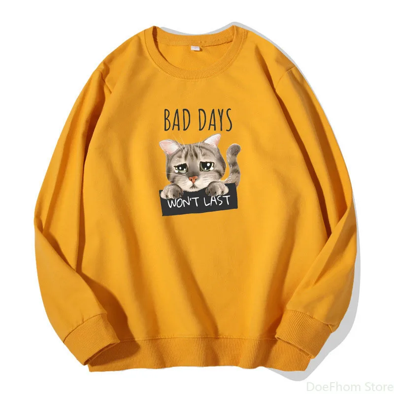 

Женские толстовки с капюшоном, весенний свитшот с принтом кота и плача, пуловер из чистого хлопка для девочек, топы с длинным рукавом, женска...