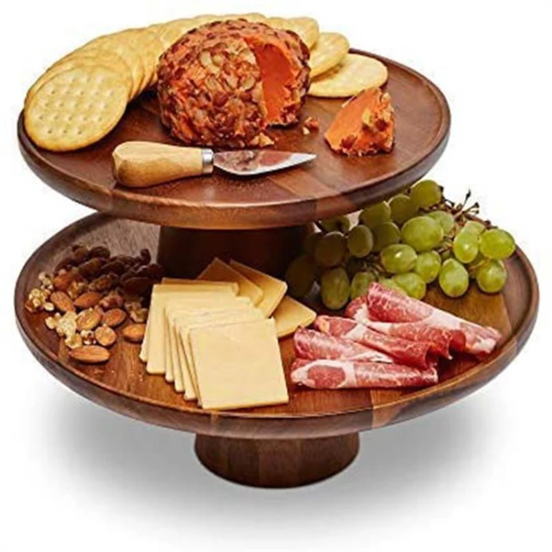 

Wooden Cake Tray Stand Fruit Platter Family Tea Table Decoration Snacks Dessert Display Holder Food Rack Kitchen Storage Shelf