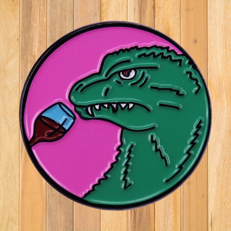 

A1053 Crocodile drinking Lapel Pins for Backpacks Briefcase Badges Enamel Pin Cool Stuff Brooches on Clothing Accessories Gifts