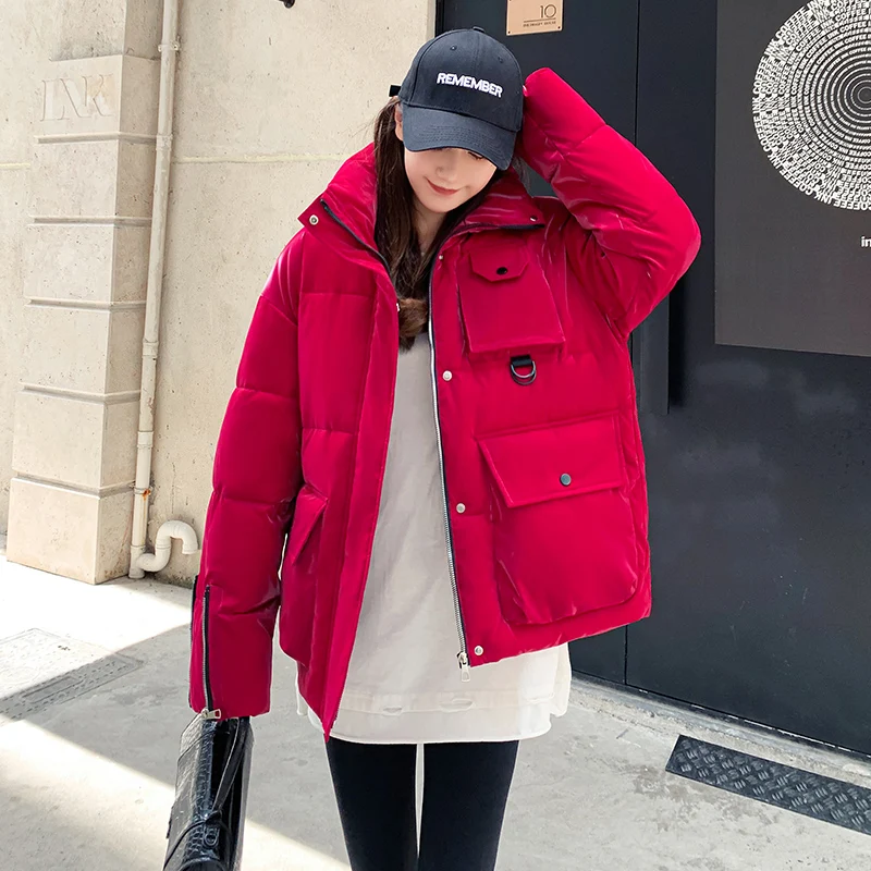 2022 New Puffer Winter Down Loose Jacket Women Thick Coat Woman Shining Quicksand Parkas Warm Female Cotton Padded Clothes