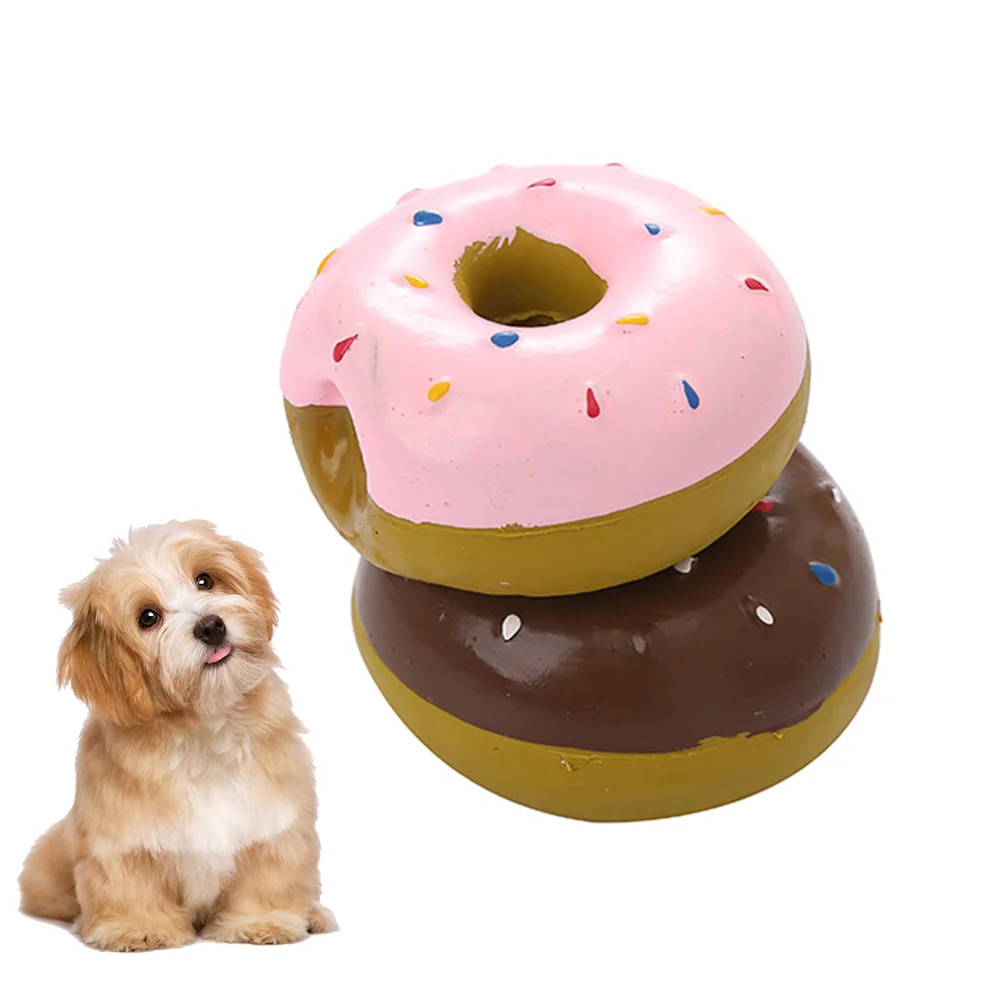 

2pcs Dog Donut Sound Funny Educational Playing Doll Creative Pet Training Adorable Latex Doughnut Bite Random