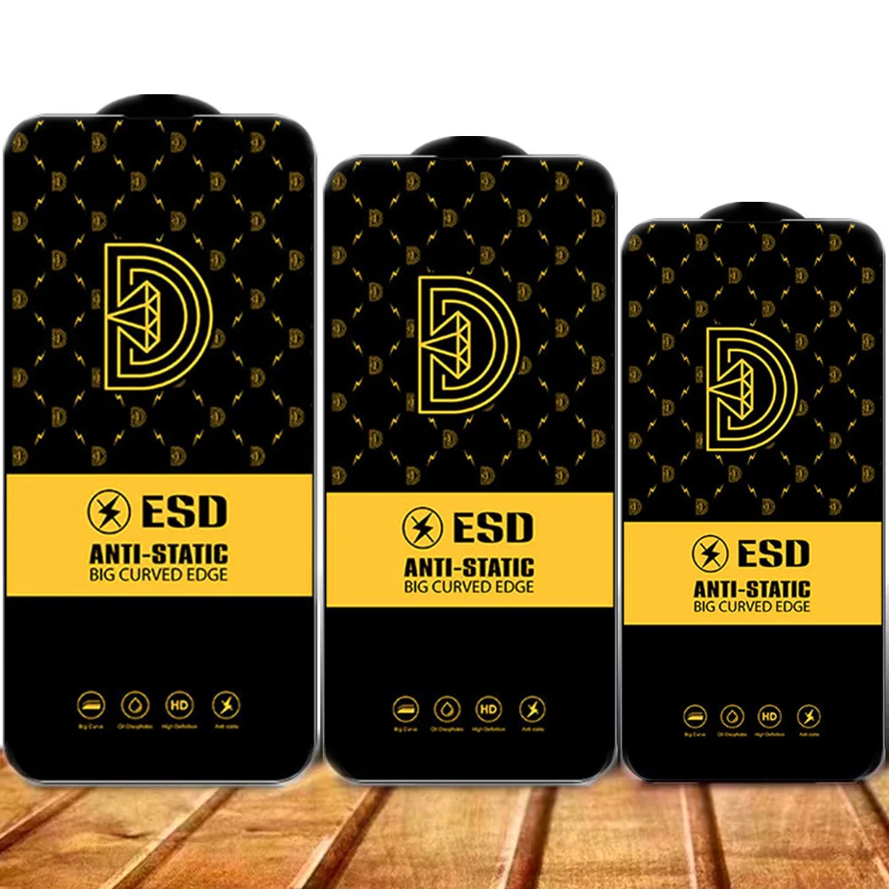 

10pcs ESD Anti-Static Tempered Glass Full Cover Screen Protector Film For iPhone 14 15 Pro Max 13 Mini 12 11 X XR XS Max