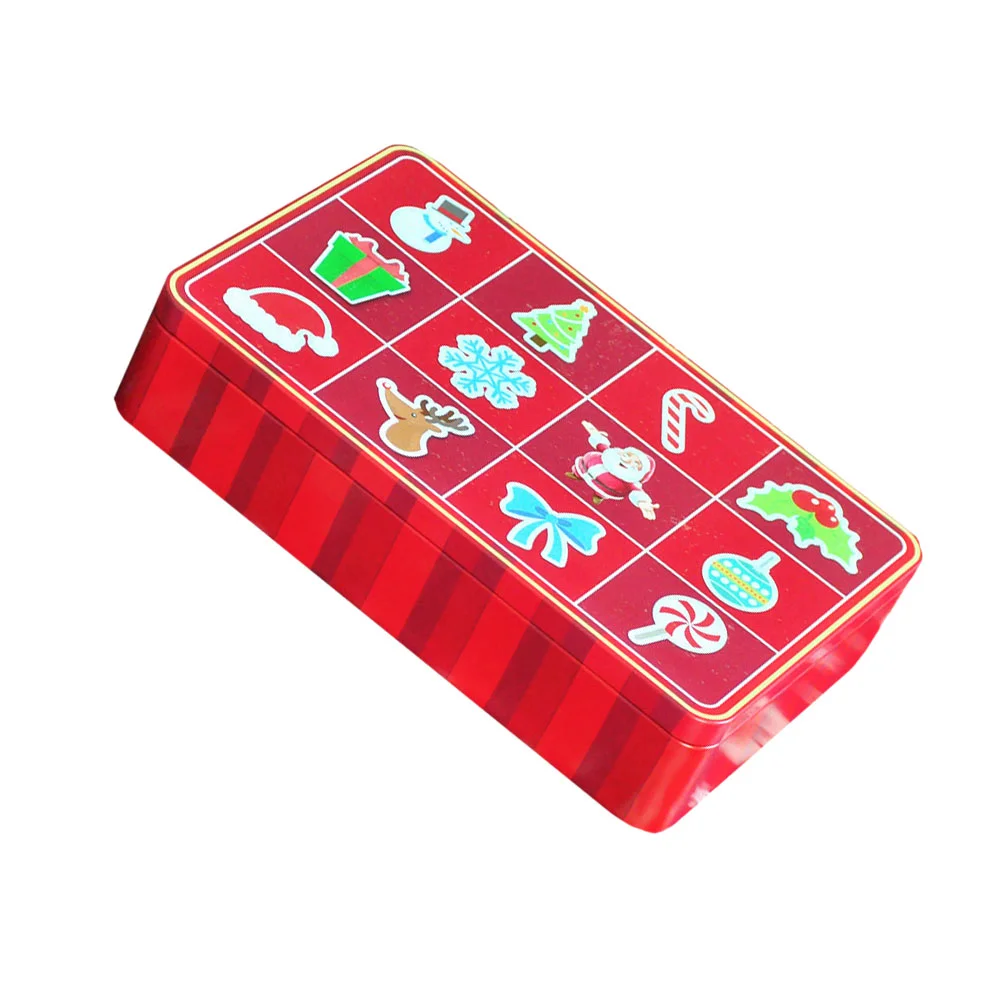 

1pc Candy Box Rectangular Tinplate Gift Box Candy Container Candy Jar Decorations Packing Can for Christmas Party