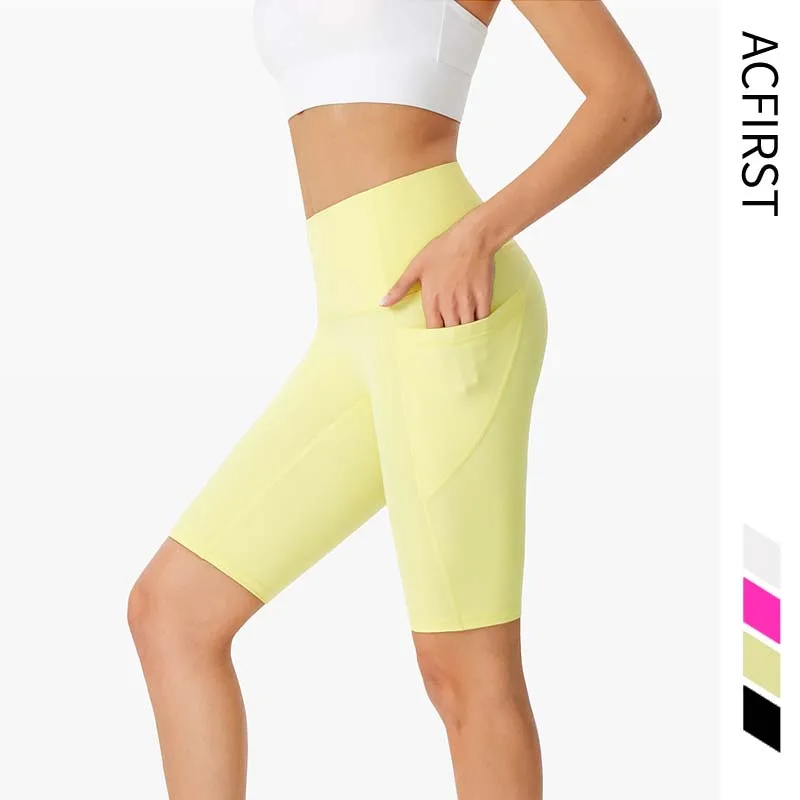

AcFirst Yellow Women Yoga Shorts High Waist Seamless Push Up Hip Gym Shorts Fitness Sports Leggings Sportswear Running Fitness