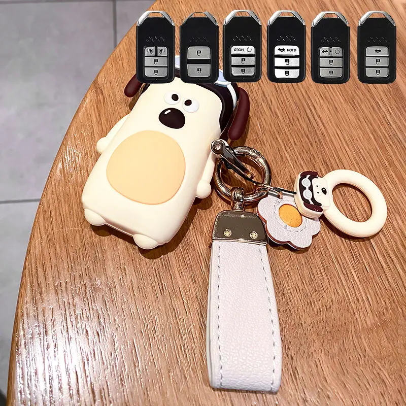 

Cartoon for Honda Fit City Greiz Jazz XRV Venzel HRV CRV 2 3 4 Button Smart Remote Car Key Case Cover Fob Keychain Accessories