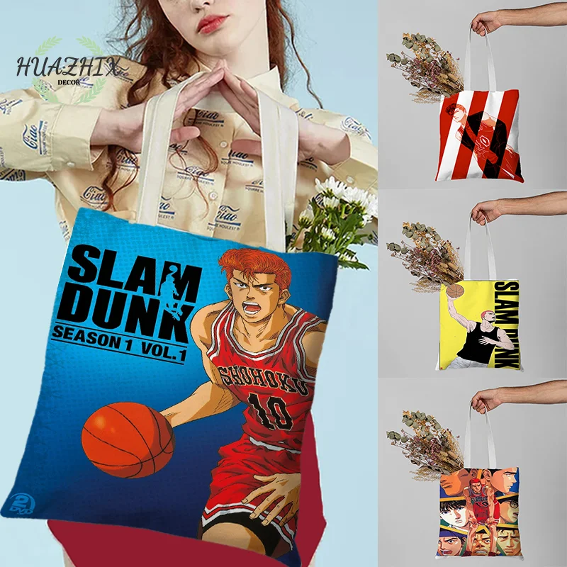 

The First Slam Dunk Shoulder Bags Cartoon Anime Customization Canvas Handbag Lady High Capacity Folding Portable Storage Bag