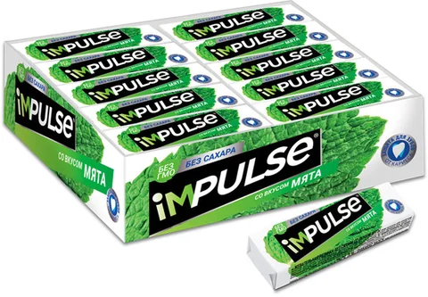 «Impulse», жевательная резинка со вкусом «Мята», без сахара, 14 г - изображение