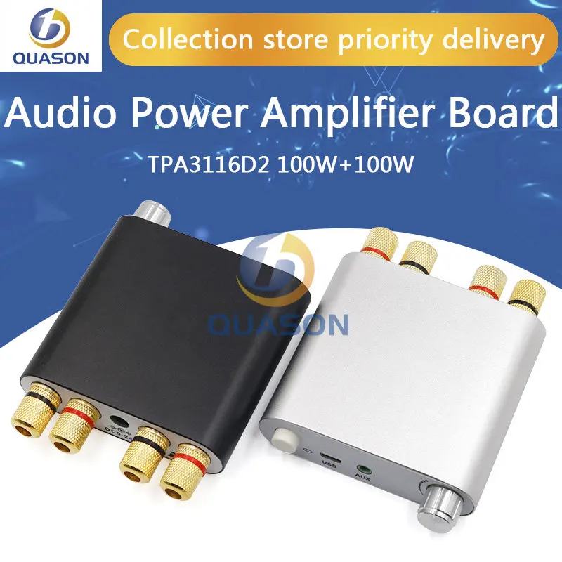 

ZK-1002D Bluetooth 5.0 Wireless Stereo Audio Power Amplifier Board TPA3116D2 100W+100W Car AMP Amplificador Home Theater AUX USB
