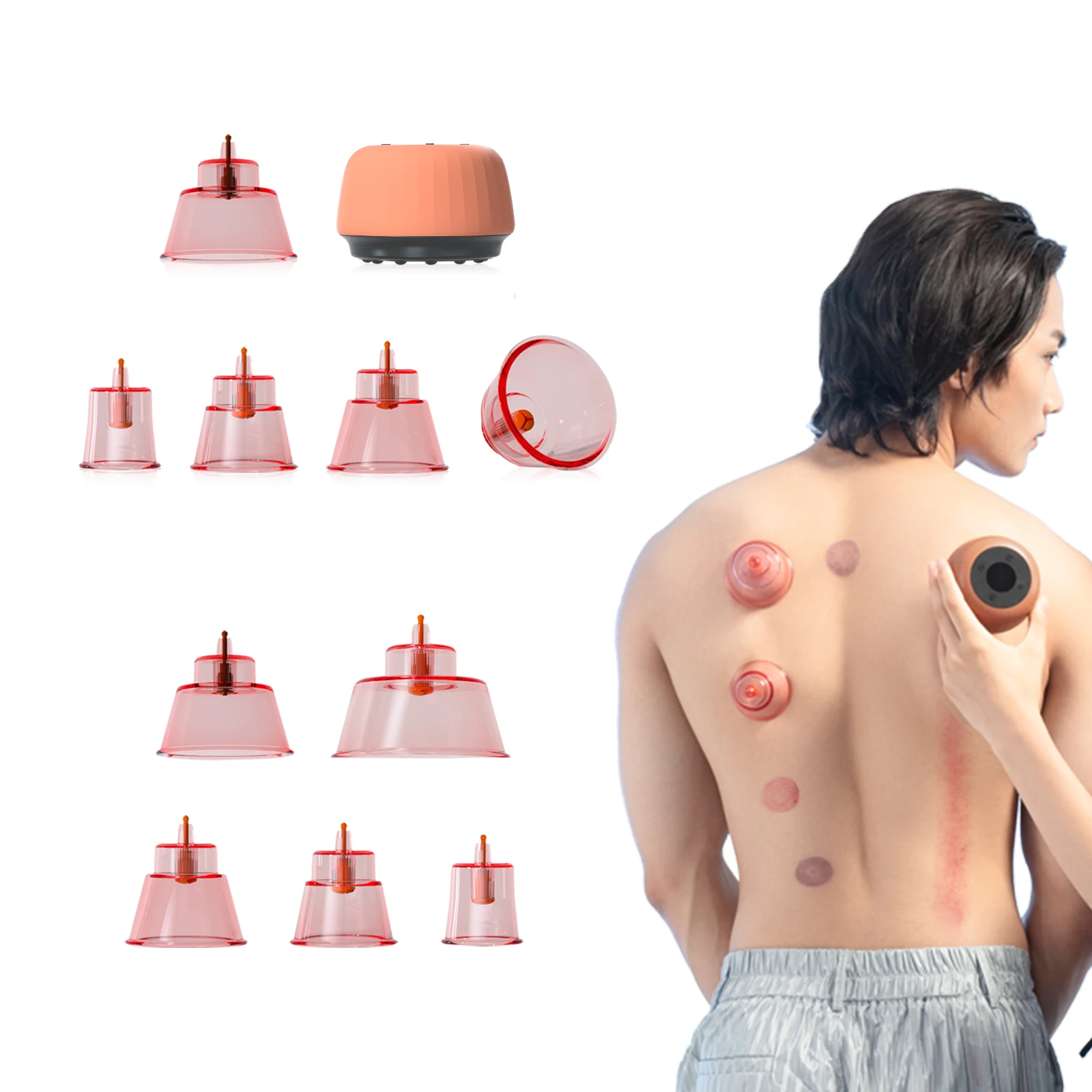 ZDEER Cupping Set Cellulite Massage Therapy Cups Rechargeable Machine, with Gua Sha Scraping Tools and Heating for Pain Relief