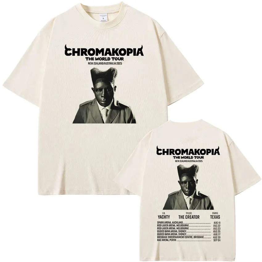 Vintage Tyler The Creator Chromakopia Tour 2024 Tee Shirt Men's Hip Hop Gothic Clothing T-shirt Unisex Oversized Cotton T Shirts