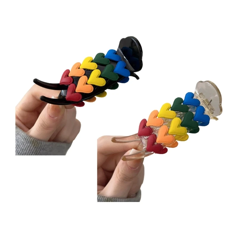 

Elegant Rainbow Heart Hair Claw Ponytail Shopping Headwear Female Hair Decors