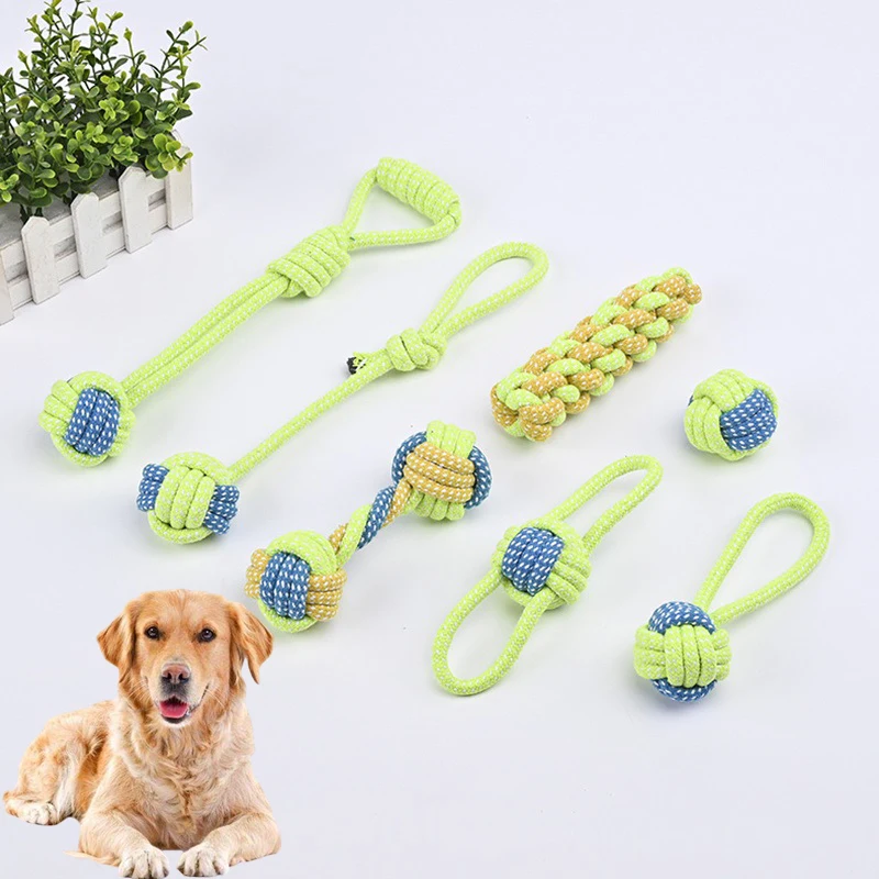 

Dog Toys Interactive Cotton Rope Chew Toys for Large Dogs Bite Resistant Molar Teeth Cleaning Supplies Puppy Rope Knot Ball Toys