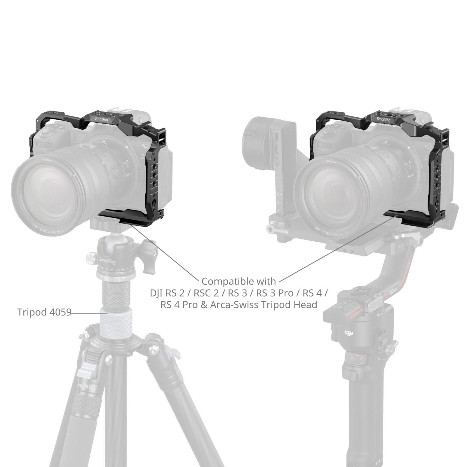 Фото Клетка SmallRig для камеры Nikon Z 6III с быстроразъемной пластиной Arca-Swiss для DJI RS 3 /RS 3 Pro /RS 4 /RS 4 Pro или Крепление для штатива №5
