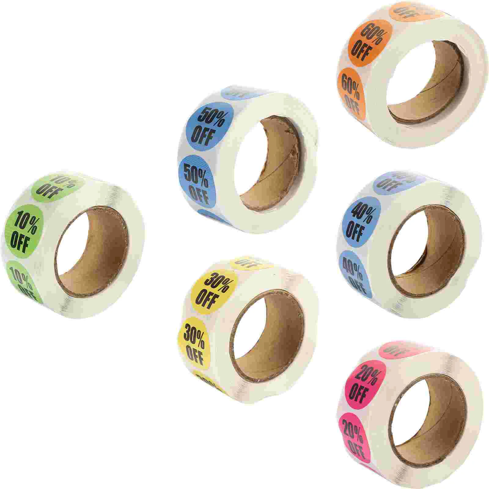 

6 Rolls Adhesive Labels Discount Stickers Retail Store Paper Signs Supermarket Price Scratch Yard