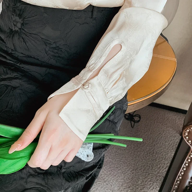 Новая легкая рубашка в китайском стиле с длинным рукавом женский топ для