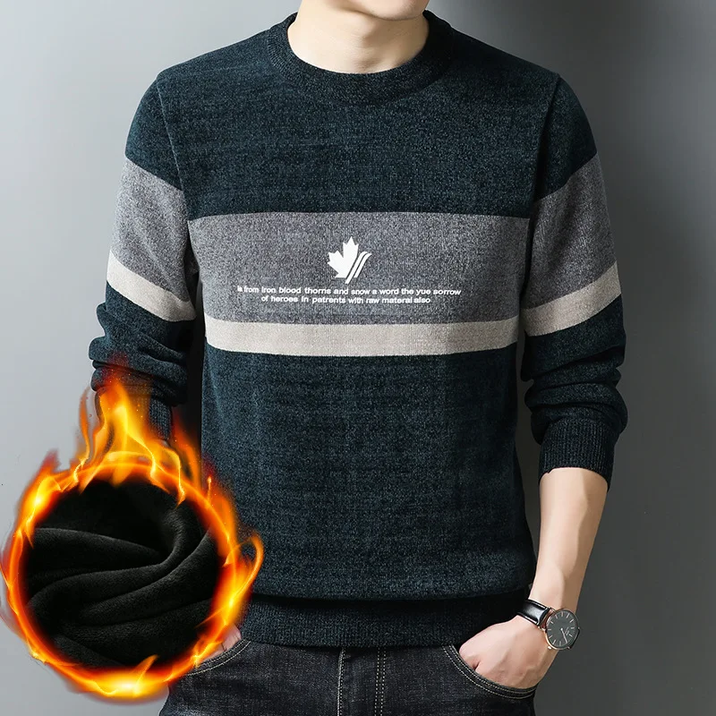 

Пуловеры, новинка, модная осенне-зимняя мужская модная синельная рубашка для мужчин, бархатная утепленная мужская одежда с воротником-лодо...