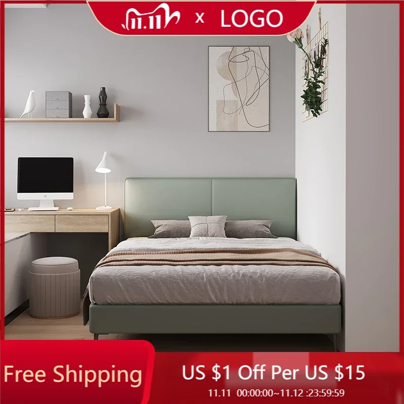 Европейские эстетические кровати в скандинавском стиле кожаные на платформе для