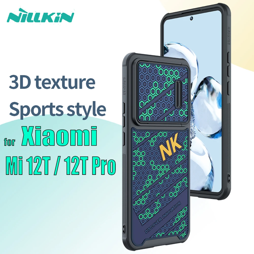 

for Xiaomi Mi 12T Pro 5G Case Nillkin 3D Textured Slide Camera Protection Lens Protect Shockproof Cover for Xiaomi 12 T M12T