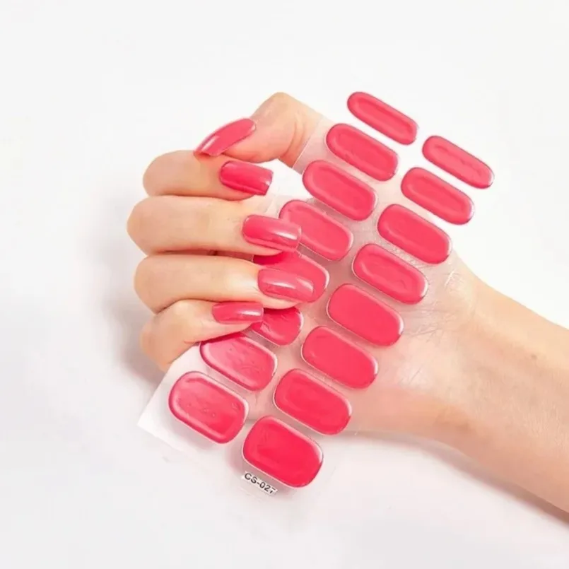 16 накладок для гель-лака прозрачные полузатвердевающие полоски ногтей чистый