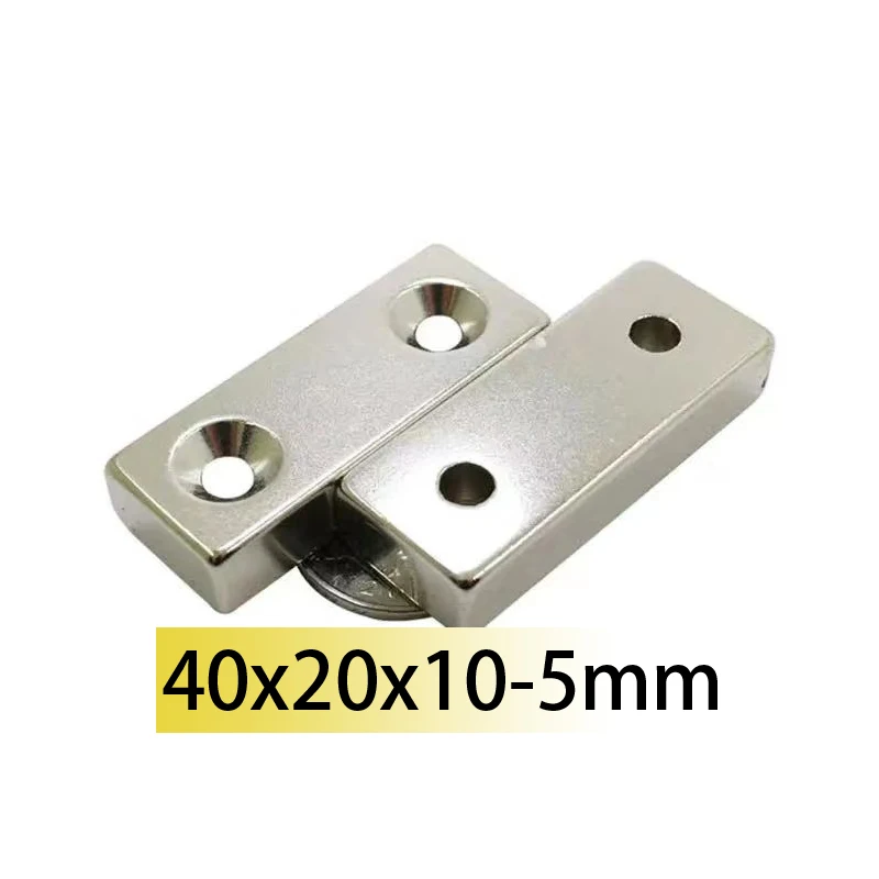 

1/2/3/5/10 PCS 40x20x10-5 Powerful Block Magnets Strip Double Holes 5mm Permanent Magnet 40x20x10-5mm Neodymium Magnet 40*20*10
