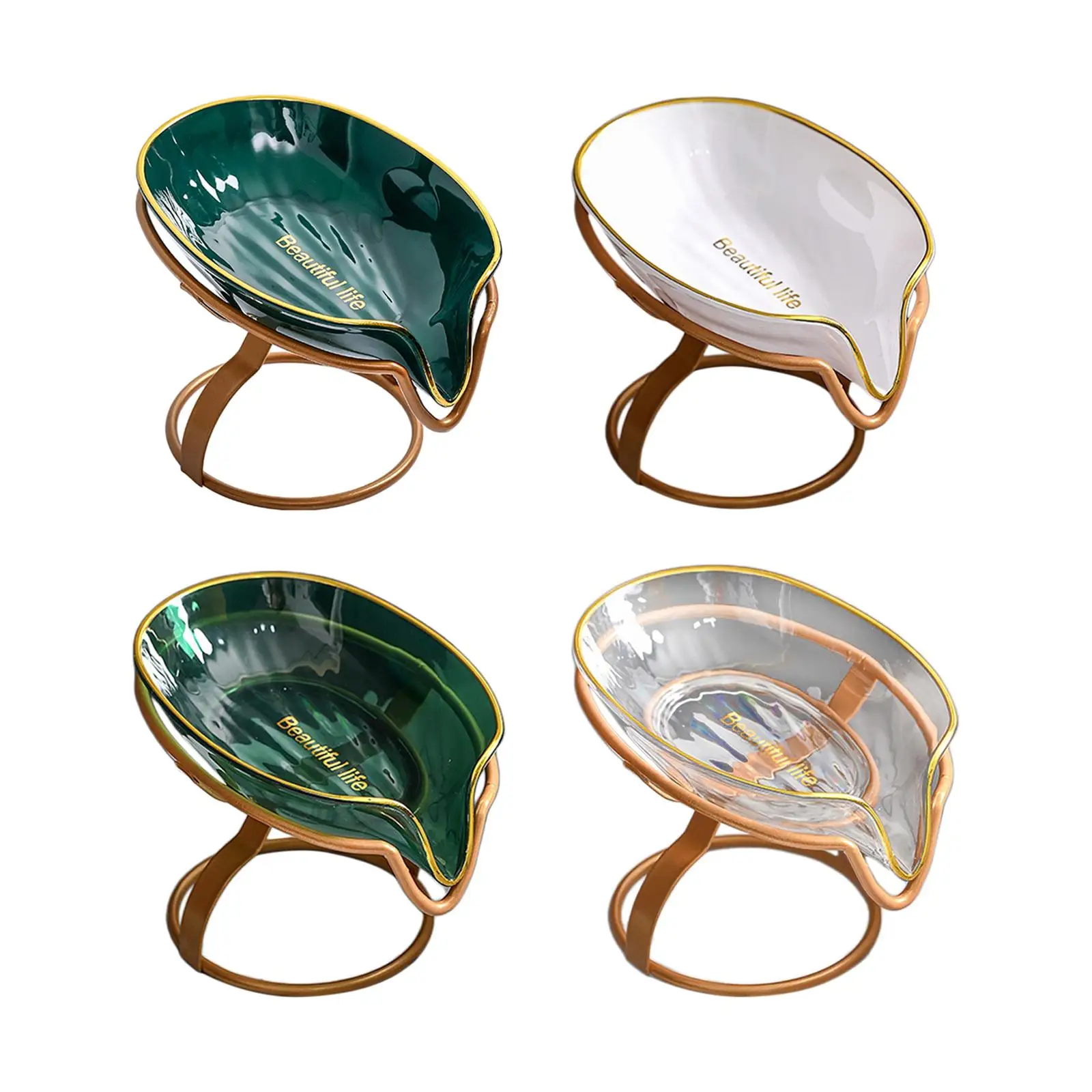 

Leaf Shaped Soap Dish with Drain Display Rack Free Punch Soap Tray Soap Box for Bathroom Toilet Household Bathtub Shower