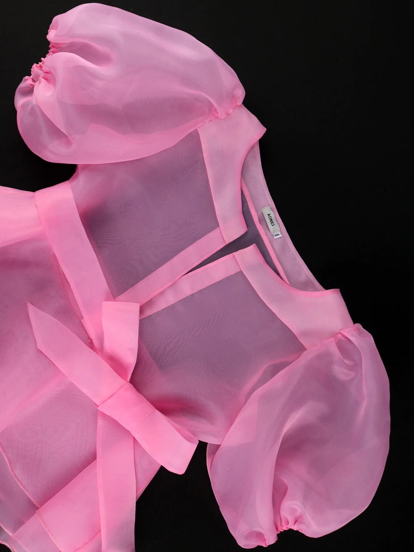 Сексуальная розовая женская прозрачная шифоновая рубашка из 2 предметов с