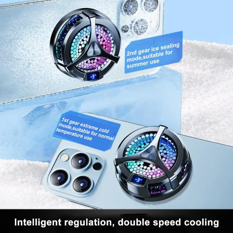 

Magnetic Mobile Phone Cooler Universal With Digital Display Phone Cooling Fan Radiator Type-c Phone Accessories Cooling Fan Rgb