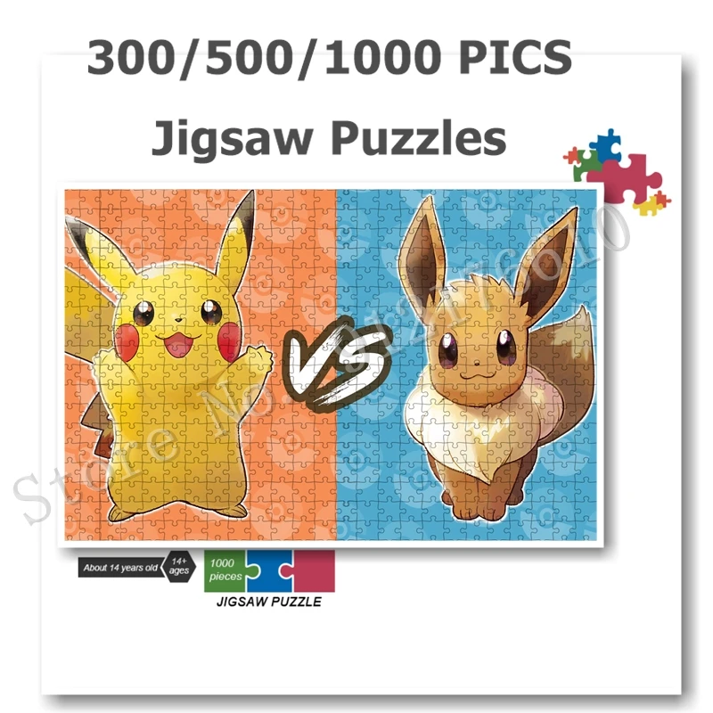 

Pokemon Two Pikachu Battle Jigsaw Puzzles Japanese Anime Educational Decompression 300/500/1000 Pieces Puzzle for Adults Decor