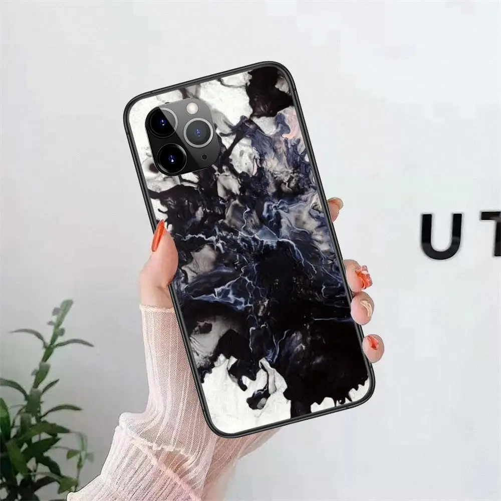 Для iPhone 13 12 11 Pro Max 6X8 6S 7 Plus XS XR Mini 5S SE P 6P пастельный Мраморный черный Etui Trend Hoesjes Tpu
