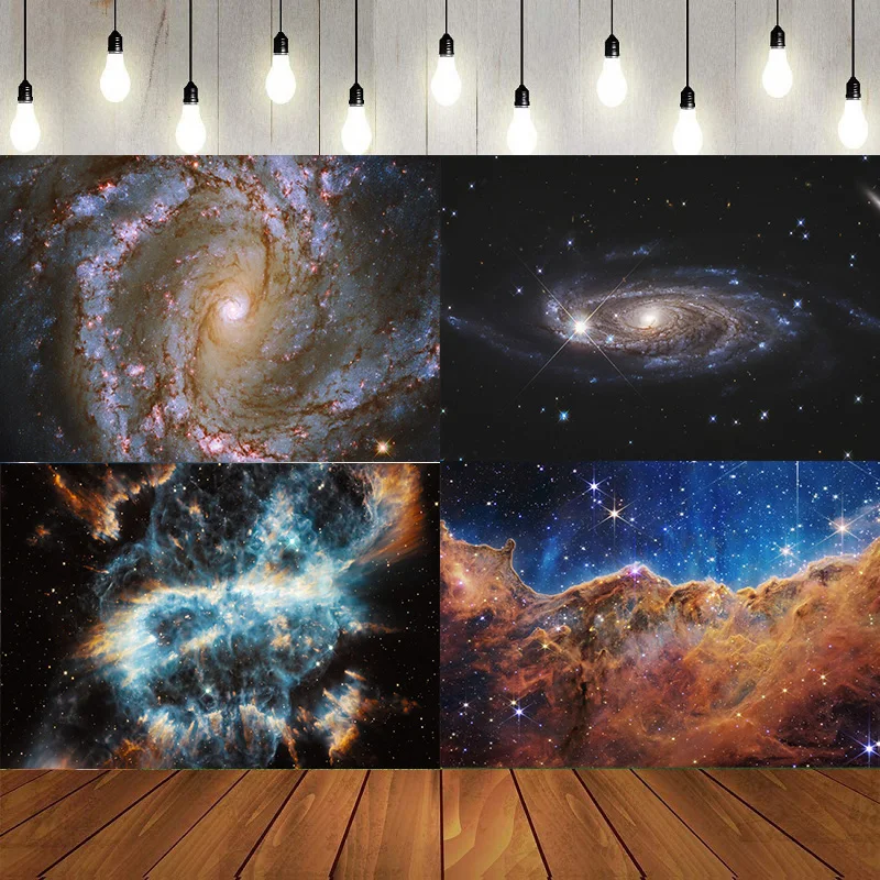 

Telescope Universe Starry Sky Future Explore Unknown Happy Birthday Party Photography Backdrop Background Banner Decoration