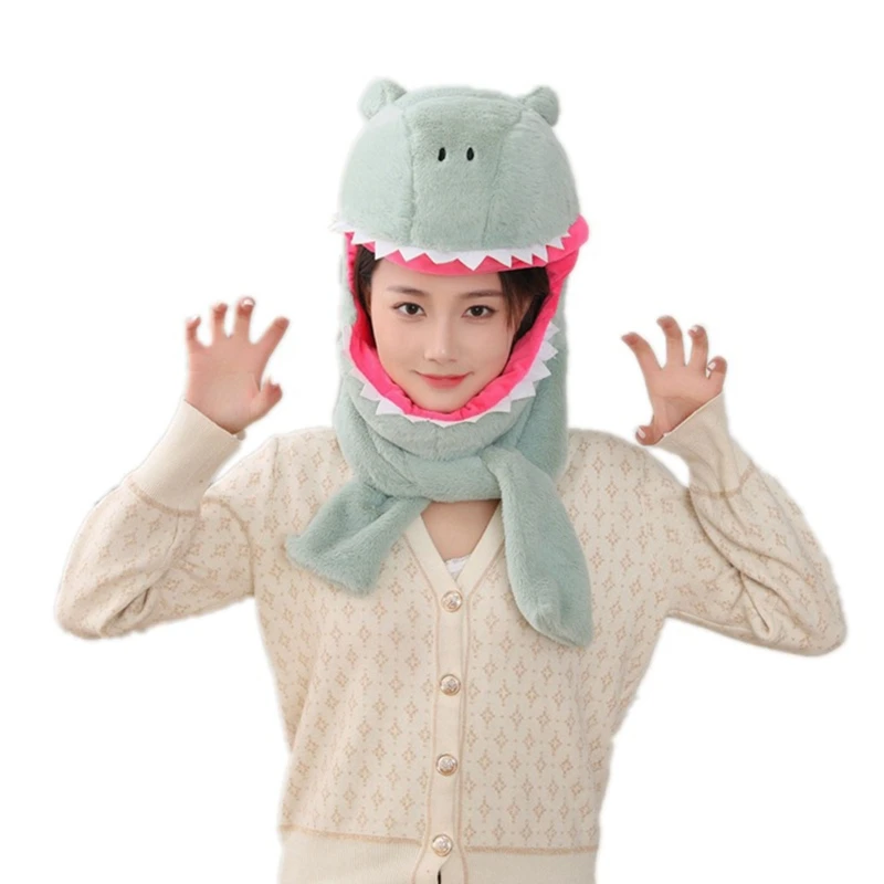 

Lovely Dinosaur Headgear Hat and Scarf Cartoon Headgear for Outdoor Activities Dropshipping