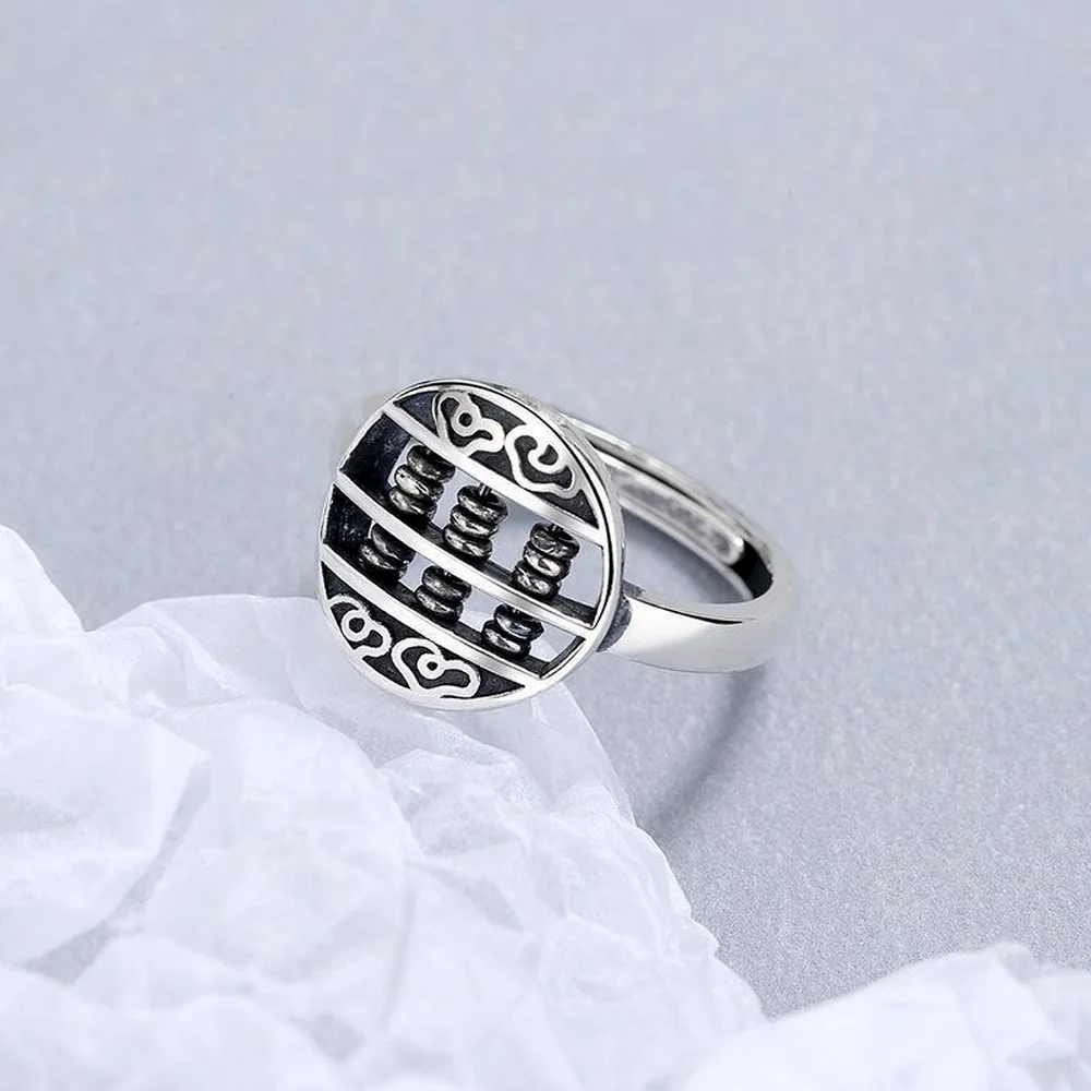

SHARK 925 Sterling Silver Abacus Shape Rings for Women Men Personality Fashion Jewelry Anniversary Party Gifts