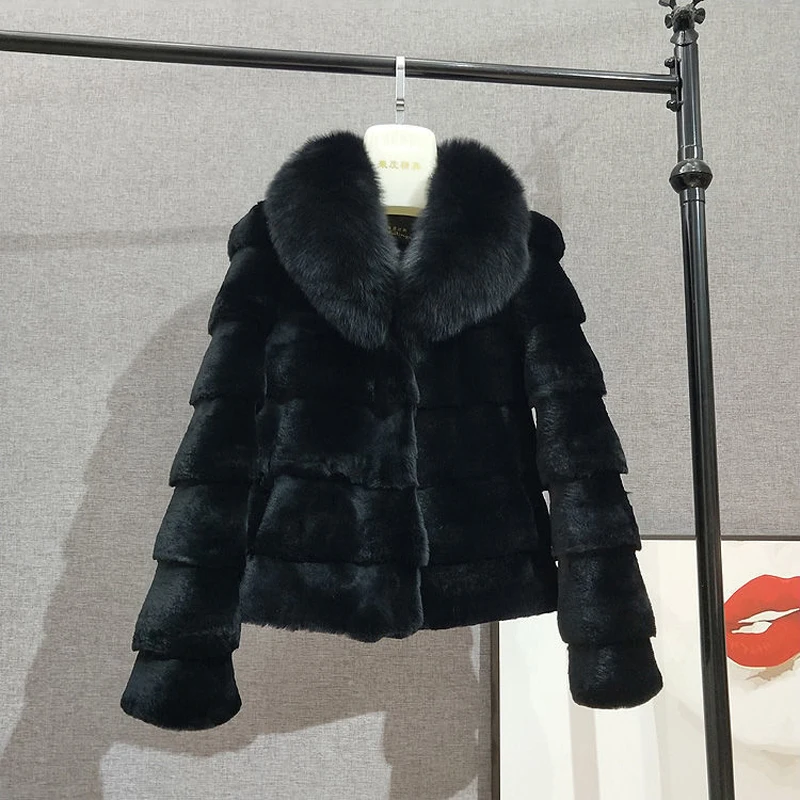 Warm Winter Fashion Short Faux Rabbit Fur Coat Women Casual Cute Thick Furry Fur Jacket with Collar Solid  Female Overcoat 2023