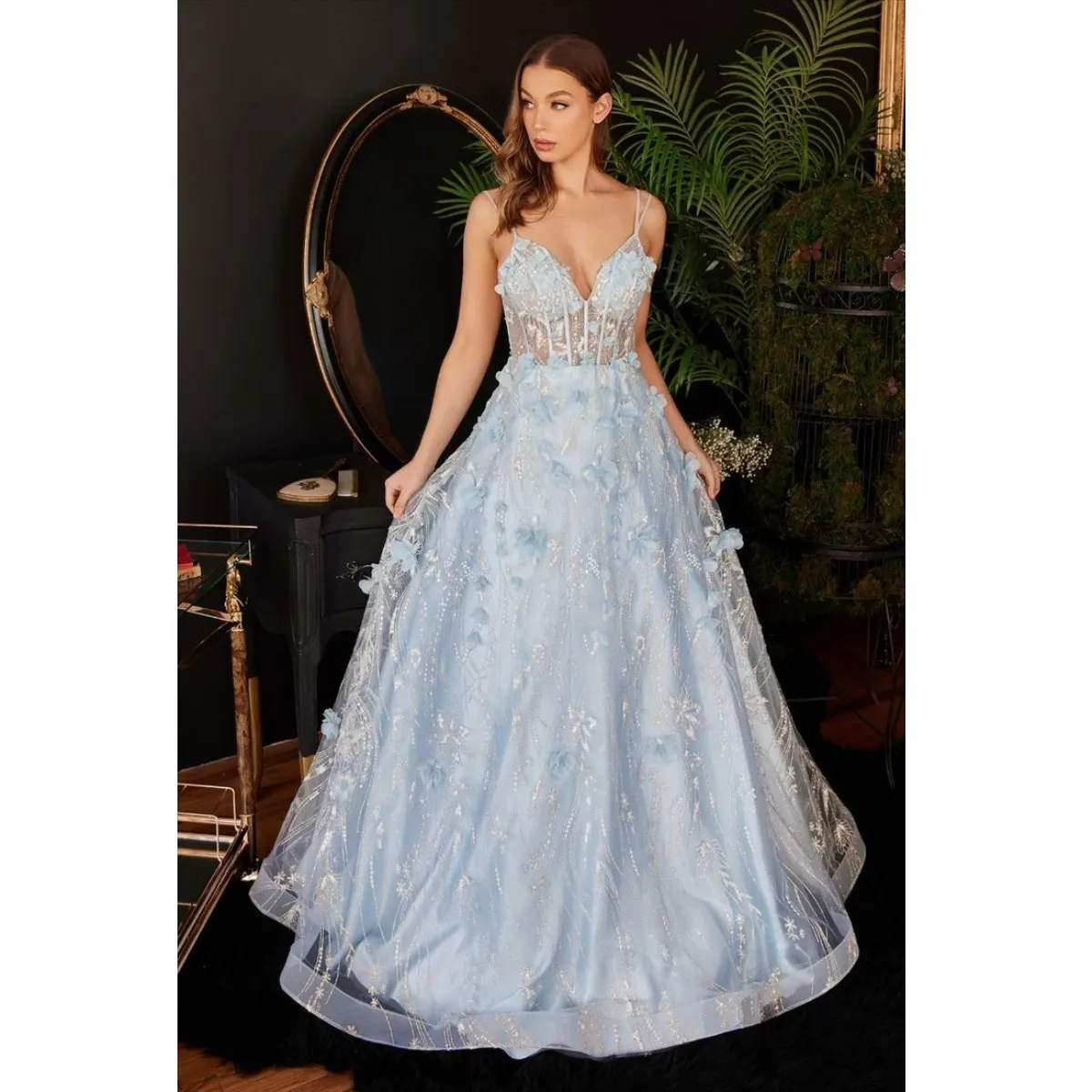 

Unique Back Bling Prom Dress Floral Appliques Sweetheart Neck Maxi Gown Spaghetti Strap Illusion Fairy Handmade Robe De Mariée