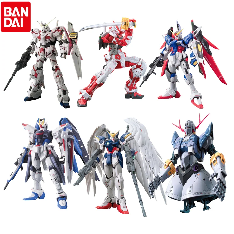 

Original Bandai Gundam RG Freedom EXIA JUSTICE IMPULSE SAZABI Zeong Justice Wing Astray Red Frame Strike Action Figures Toys
