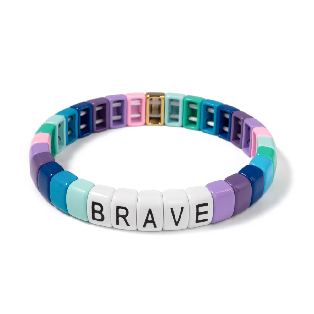 

Handmade Rainbow Bright Metal Painted Tile Bracelet,Boho Enamel Rainbow Bracelet for Man and Woman