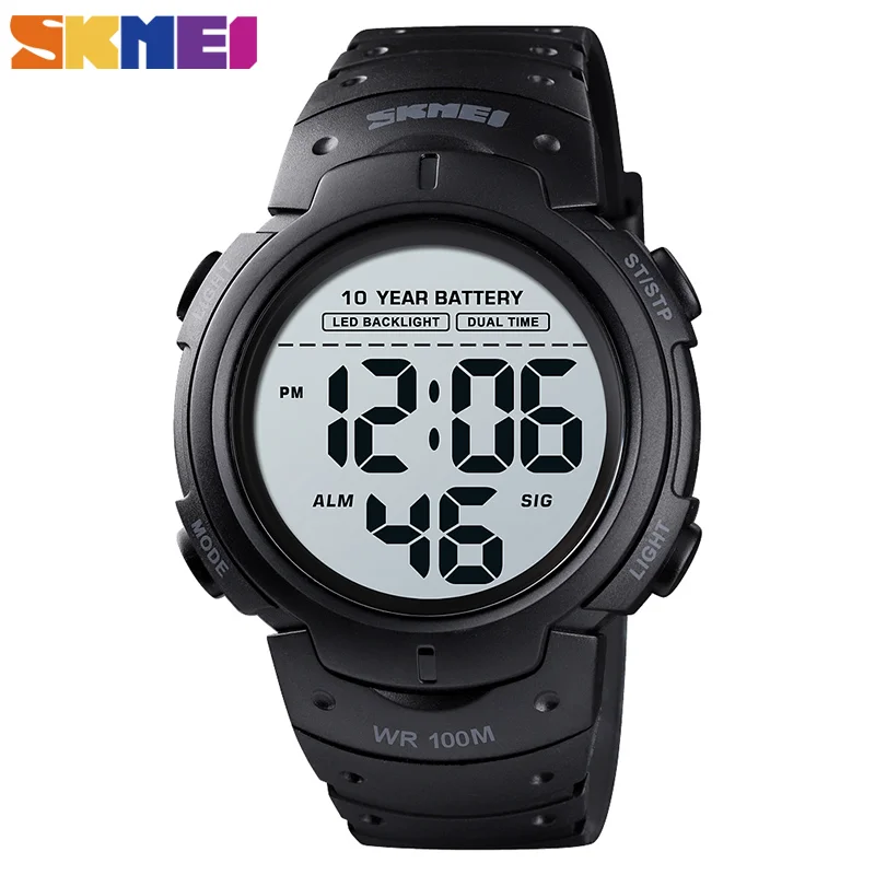 Skmei Men 2 Time 10 Year Battery Alarm Clock Reloj Hombre Sport Fitness Watches Mens Digital 100M Waterproof Wrist Watch 1560