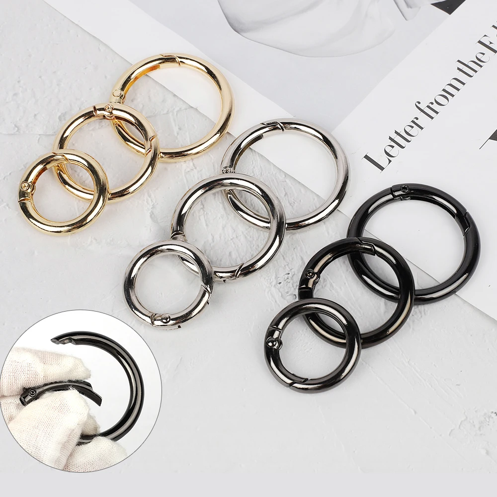 

5Pcs Metal Purse Buckles 28/34/40Mm Spring O Ring Round Carabiner Snap Hook Spring Keyring Clasp DIY Jewelry Bag Accessories