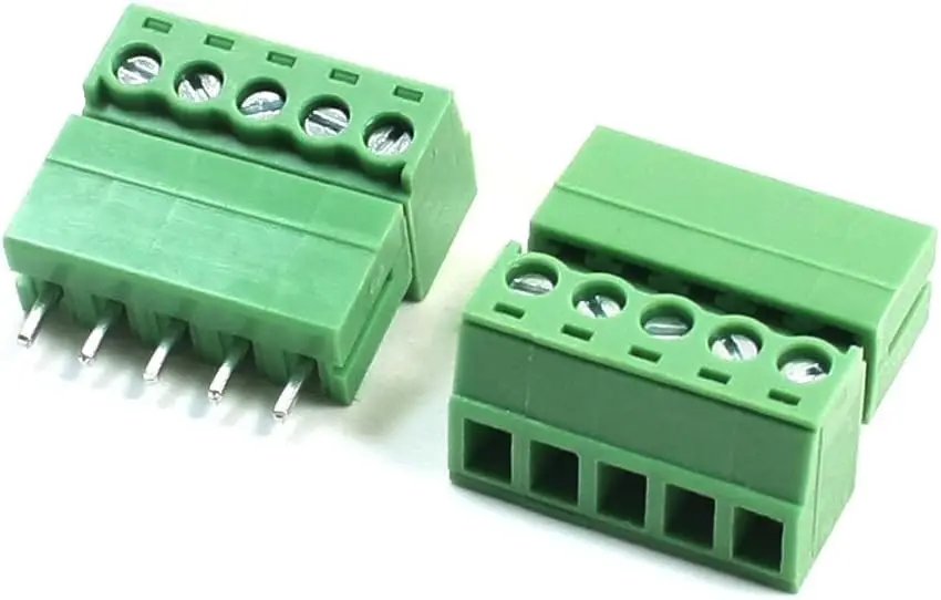 

Tcenofoxy 3.81mm Phoenix Connectors 2 Pcs 3.81mm Pitch 22-16AWG 5P Pluggable Type PCB Screw Terminal Block